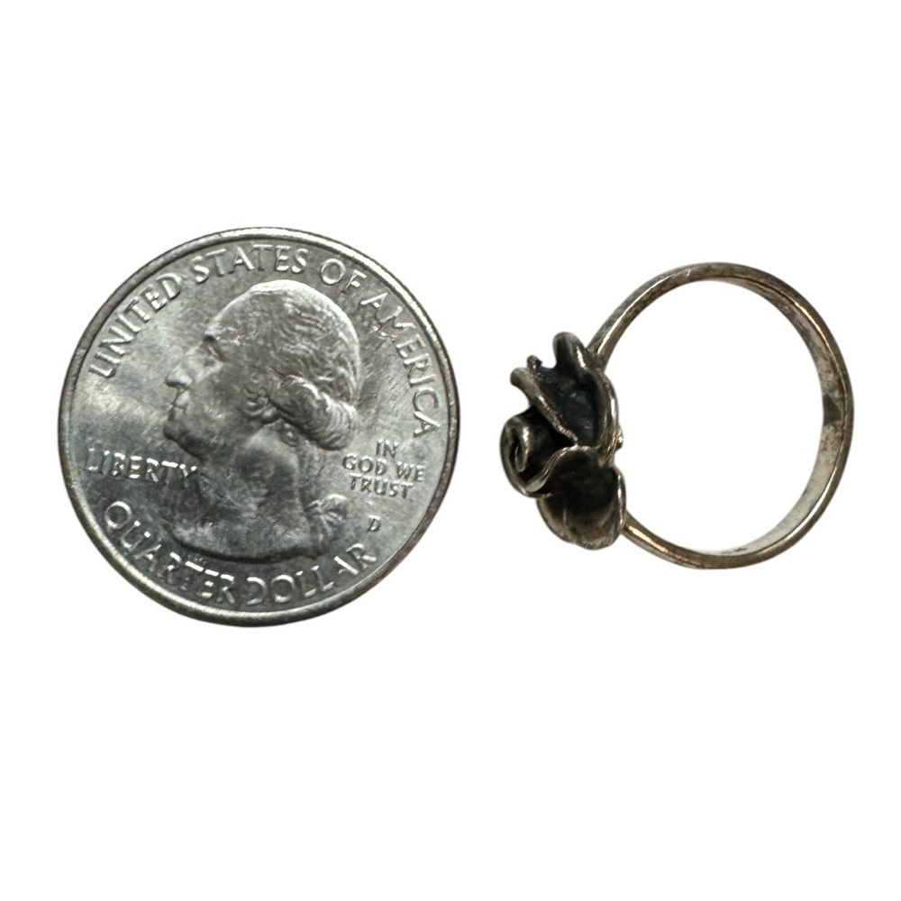 Vintage Sterling Silver Blooming Rose Ring (5) - Picture 7 of 8